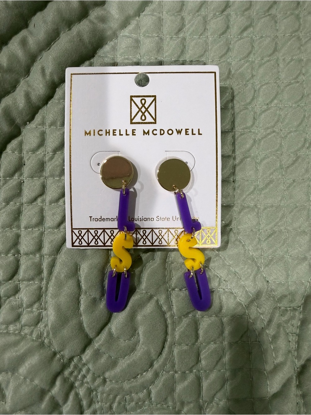 LSU Purple & Yellow Dangle Earrings